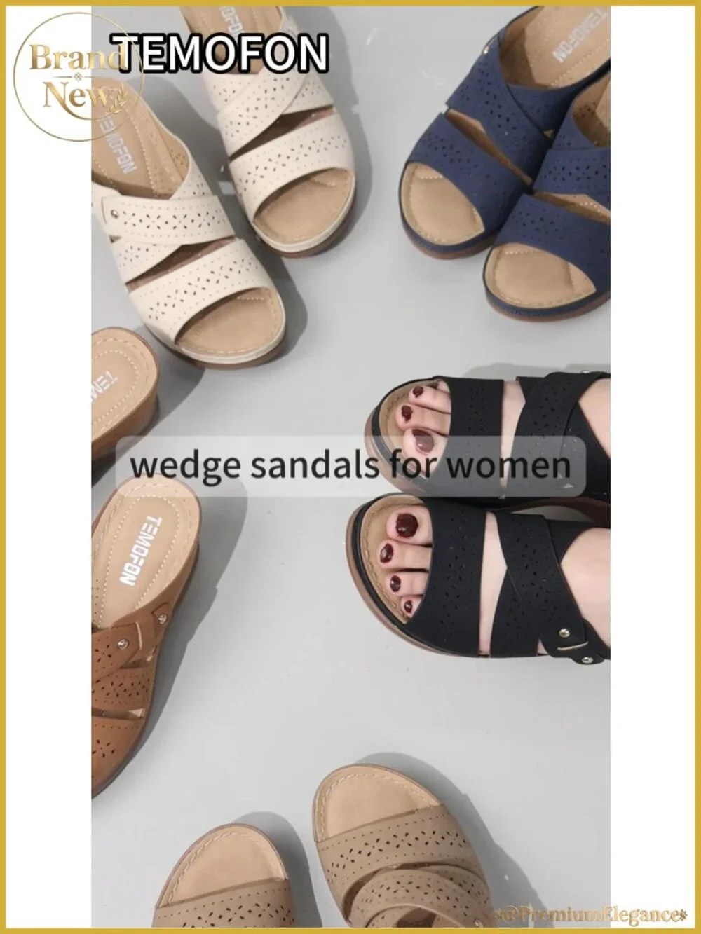 TEMOFON Women's Wedge Sandals Comfortable Platform Slip On Summer Shoes